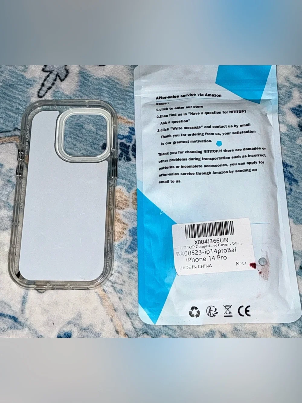 Clear Decorative Phone Case with White Bow Pattern & Mirror Background -IP14 Pro